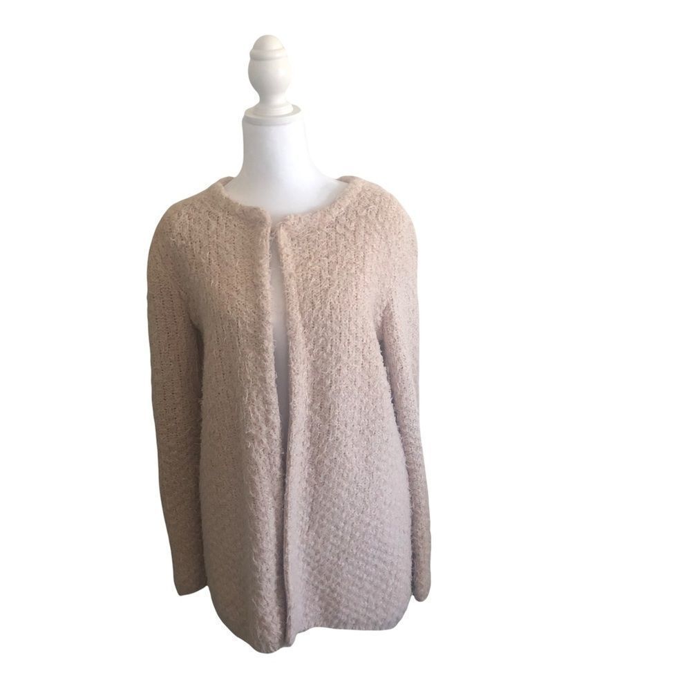 ADRIANA PAPELL | Women's Pink Eyelash Open Cardigan Size M